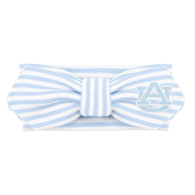 Creative Knitwear Auburn Tigers Infant Girls Light Blue/White Striped Hair Knot Headband Embroidered Logo - Size Newborn - 4T