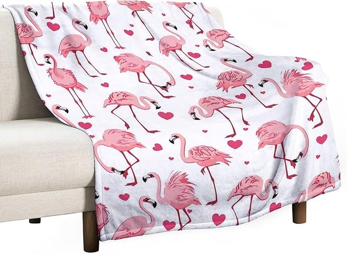 Flamingo Pink Throw Blanket for Kids & Adults - Soft, Warm, Cozy Fleece for Couch, Sofa, Bed - 50"x60"