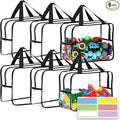 6PCS Toy Storage Bags, Clear Waterproof Toy Organizer Bags with Labels, Suitable for Storing Building Blocks, Puzzles, Stationery, and Books (6PCS XL: 13.8 * 9.25 * 6.9Inch)