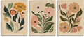 CHMMART Boho Floral Framed Wall Art Flower Canvas Art Prints Set of 3 Mid Century Modern Pictures Wall Decor Botanical Painting Artwork for Living Room Bedroom Office 12x16in
