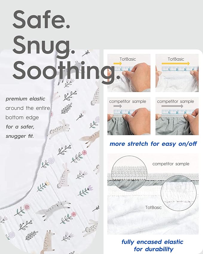 Crib Sheet Netural, Premium Soft Safari Jersey Knit Fitted Crib Sheet, Crib Mattress Sheet, 28''x52''x9'' Extra Deep Pocket