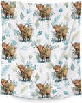 Highland Cow Blanket Gifts, 40x30 Inches Cute Throw Blanket for Women Girls, Green Soft Flannel Blankets Decor for Lap Chair Sofa Couch - Aesthetic Highland Cow Gift Idea