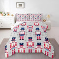 Feelyou Cute Nutcracker Comforter Set Full Size Christmas Ornaments Bedding Set for Kids Boys Girls Xmas Snowflake Duvet Quilt Soldier Bedroom Decor Kawaii Microfiber 3 Pcs with 2 Pillow Cases
