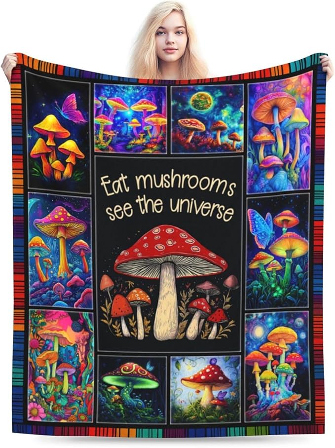 Mushroom Blanket Mushroom Decor Throw Blanket Super Soft Flannel Lightweight Fluffy Plush Fuzzy Fleece Forest Blanket Gifts for Girl Baby Woman Boys Kids Adults Man for Bed Sofa 50"X60"