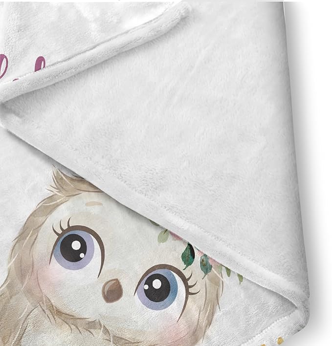 Custom Crib Bedding Set - Owl Design Personalized Name Baby Nursery Bedding 3 Pcs Set - Chic Soft Blanket, Sheet, Pillowcase for Newborns Boys Girls Gifts Color11