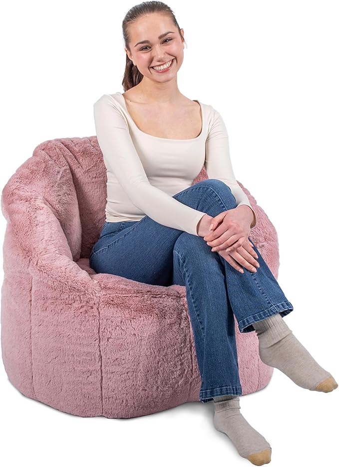 Big Joe Milano Bean Bag Chair for Kids, Teens, Adults, Ultra-Soft Mauve Plushie Polyester Blend, Lightweight Seat for Reading Nook and Gaming, 2.5 Foot Refillable