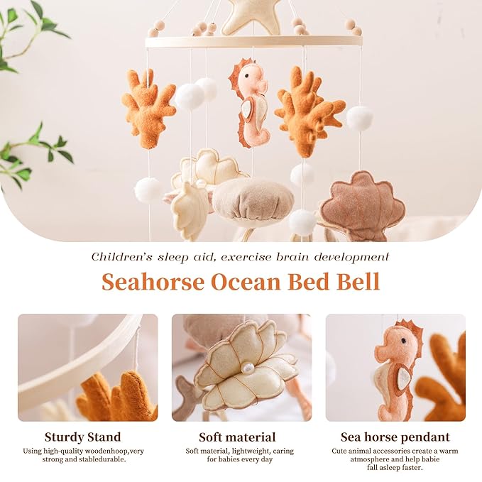 Ocean Life Theme Crib Mobile,Baby Boys Girls Ocean Mobile,Gender Neutral Baby Mobile,Nursery Mobile Soothe Toy,Comfortable Baby Soothing Toys with Various Marine Animals