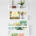 Nursery Floating Book Shelves, Wall Mounted Shelf with Towel Bar for Kids Room, Nursery Wall Shelves Set of 3 - Rustic Bookshelf Organizer for Baby Books & Toys,White