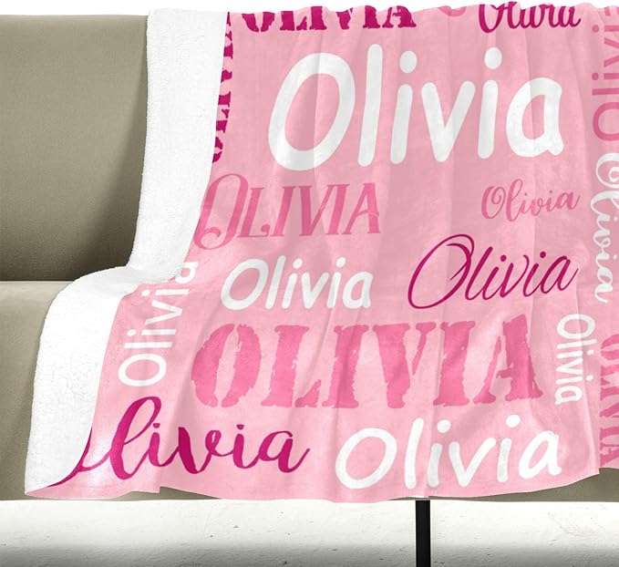 Gudina Custom Blanket with Name, Customized Name Blanket for Kids, Personalized for Women Men