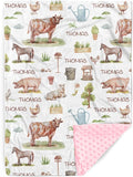 Personalized Baby Blankets for Boys Girls, Custom Name Farm Animals Pattern Baby Blanket, Soft Minky Dot Blanket for Newborns and Toddlers, Ideal for Baby Showers Christmas Brithday Gifts