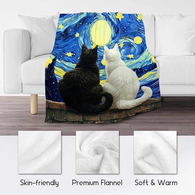 Cat Blanket for Toddler/Teens - Kids Throw with Cat - Lightweight Flannel Soft Throws Gifts for Office Sofa - 40"x50"
