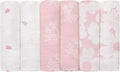 GLLQUEN BABY Receiving Blanket Boy Cotton Muslin Swaddle Blankets Girl Newborn Squares Breathable & Soft Thin Baby Blankets Cloths Double Absorbent Infant Swaddling Wrap - 6 Pack (Rosebud)