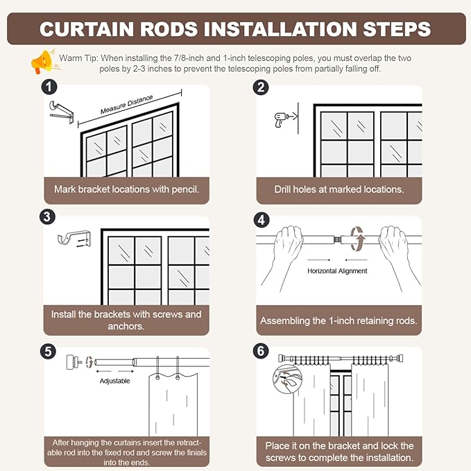 2 Pack Modern Silver Curtain Rods for Windows 48 to 84 Inches Adjustable Heavy Duty 1" Diameter Window Curtain Rod with Decorative Finials for Outdoor Bedroom Kitchen Living Room