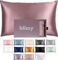Blissy Silk Pillowcase - 100% Pure Mulberry Silk - 22 Momme 6A High-Grade Fibers - Silk Pillow Cover for Hair & Skin - Regular, Queen & King (Plum, Queen)