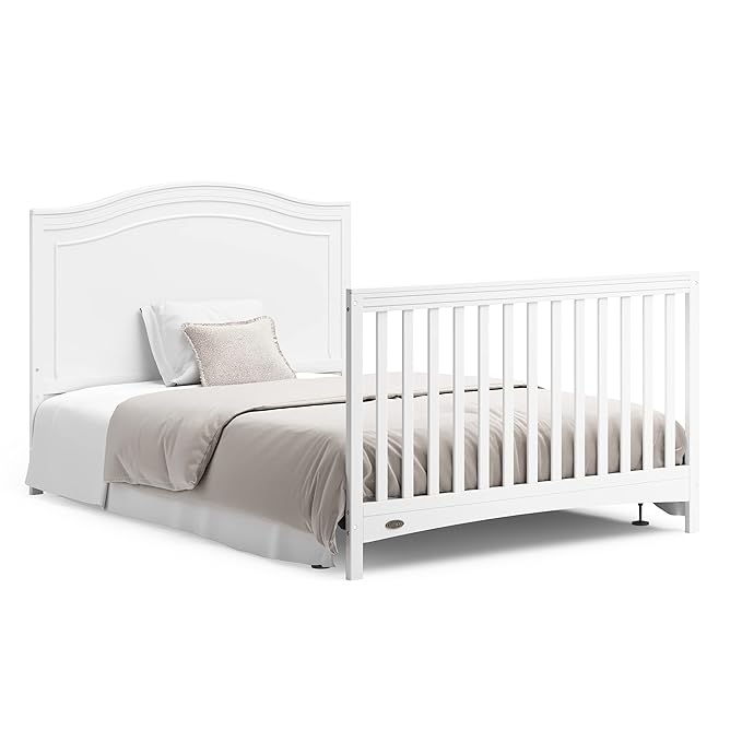 Graco Paris 4-in-1 Convertible Crib (White) – GREENGUARD Gold Certified, Converts to Toddler Bed and Daybed, Fits Standard Full-Size Crib Mattress, Adjustable Mattress Support Base
