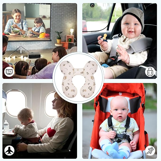Baby Travel Pillow Upgraded, Soft Baby Head Support Pillow for Newborn Toddler，Babies Neck Car Seat, Pushchair and Strollers, Flower