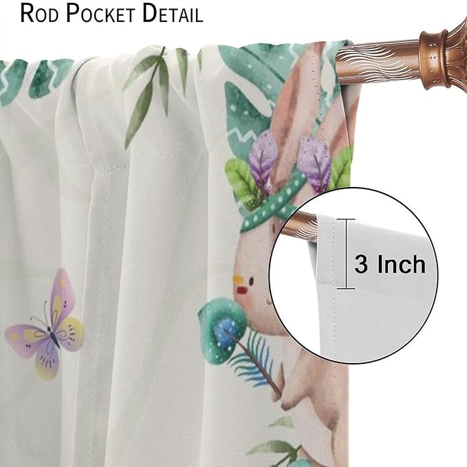 Jungle Safari Curtains, Cute Cartoon Forest Animals Pattern Blackout Window Treatments, Rod Pocket Thermal Insulated Drapes 2 Panel Sets for Children Boys Bedroom Nursery Classroom, 42" W X 54" L