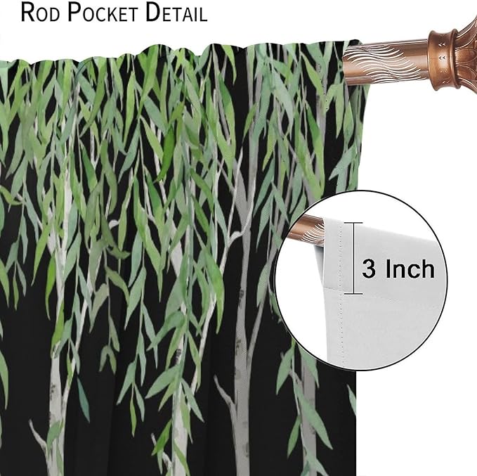 Forest Animal Curtains, Watercolor Cartoon Woodland Plants Animals Bears Moose Mushrooms Printed Curtains for Kids Boys and Girls Bedroom Window Drapes 52x84in, Style-9