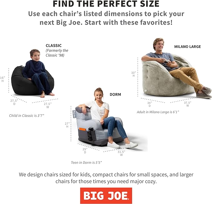 Big Joe Classic Bean Bag Chair, Spicy Lime Smartmax, Durable Polyester Nylon Blend, 2 feet Round