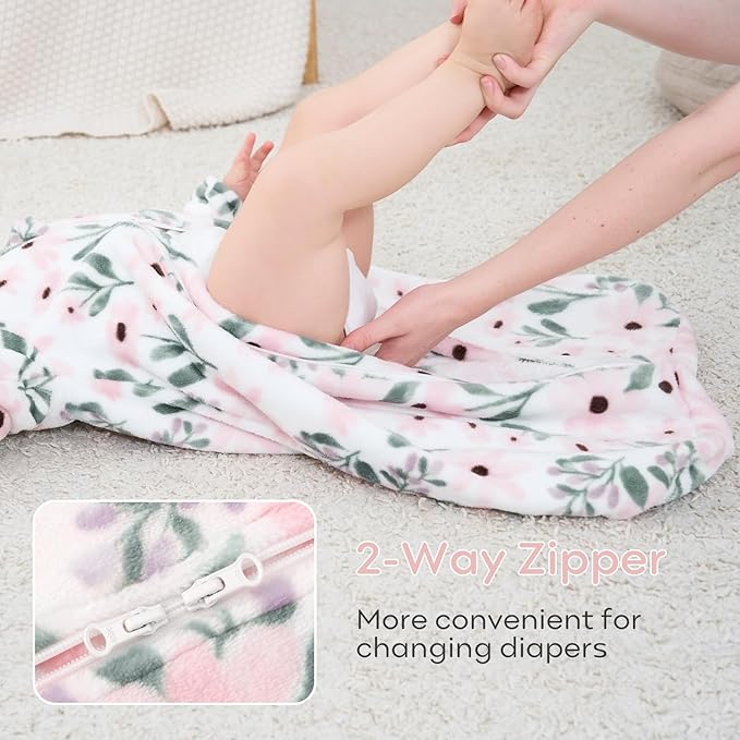 Yoofoss Fleece Baby Sleep Sack 2 Pack 1.5 Tog Baby Wearable Blanket with 2-Way Zipper