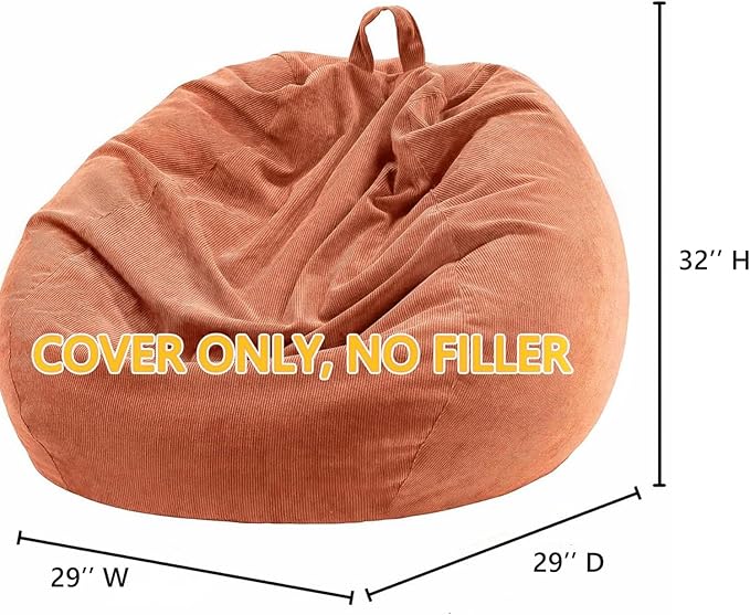 Nobildonna Bean Bag Chair Cover (No Filler) for Kids and Adults,Beanbag Stuffed Animal Storage Without Filling Plush Toys Holder and Organizer Soft Premium Corduroy 200L