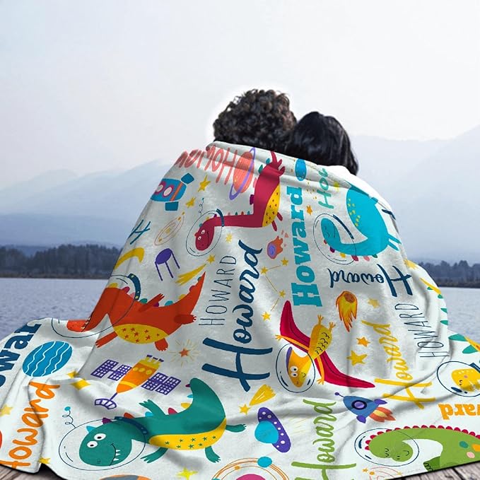 Dinosaur Lover Personalized Blanket with Custom Baby Dinosaur Custom Name Flannel Blanket Soft Throw Meaningful Gift for Toddlers Girls Boys Kids Pets 50 * 40" S for Kid