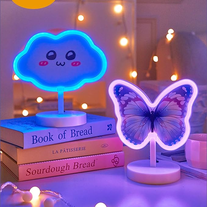 Cute Cloud Shaped Neon Sign USB/Battery Dual Power Switch Controllable Plastic Neon Night Light (Pink)