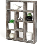 J JACKCUBE DESIGN Rustic Multi-Slot Shelf Cube Display 9 Compartment Shadow Box Wall mountable Shelf for Collection Square Freestanding Case Farmhouse Décor - MK570A (Rustic Wood)