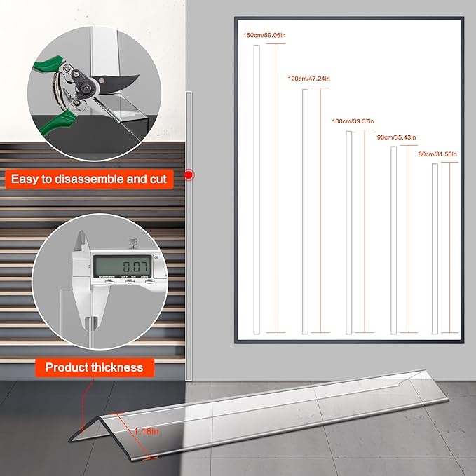 Clear Self-Adhesive Wall Corner Protectors-4 PCS of Corner Guards & Edge Protector for Baby, Furniture, Door, Tables, Cover Sharp Furniture, Easy to Install (3cmx90cm/1.18inx35.4in)