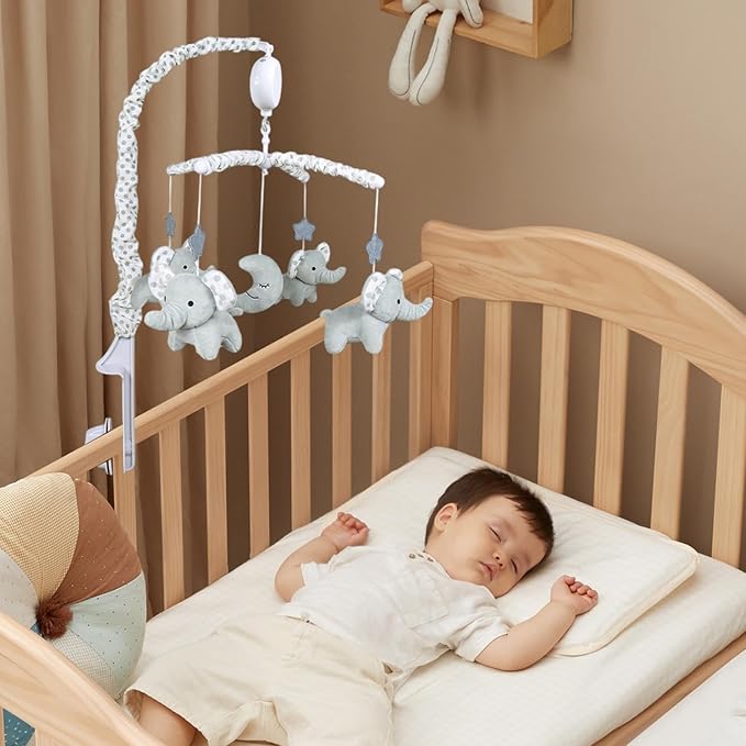 Baby Crib Mobile - Rotating Plush Animals, Wind-Up Music Toy, Nursery High Contrast Decor, Boys Girls Room Accessory | Adorable Baby Nursery Decoration, Ideal for Sleep Play Soothing