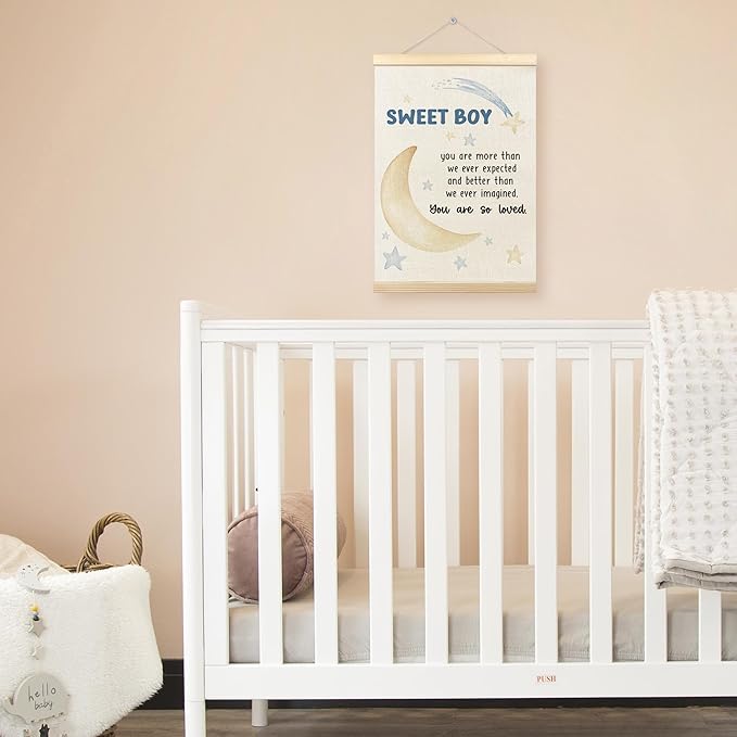TLESKE Baby Boy Kids Room Poster Hanger Frame, Sweet Boy Hanging Wall Art Decor Framed for Bedroom Nursery Playroom, You Are Loved Wall Prints Picture Artwork Banner, 12x16