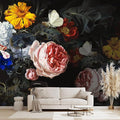 Vintage Black Flowers Mural Bedroom Peony Floral Wallpaper Room Decor Living Room tv Background Large Wall Mural - 183"x120" (Not Peel and Stick)