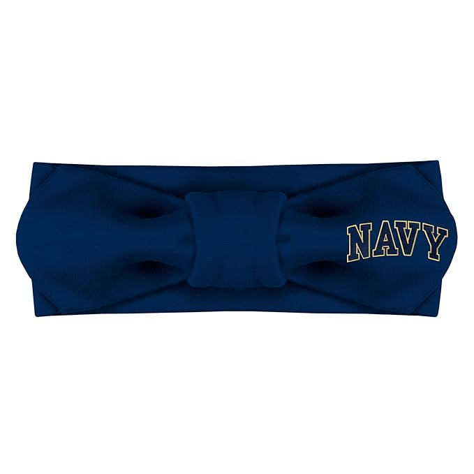 Creative Knitwear Navy Midshipmen Infant Girls Navy Solid Hair Knot Headband Embroidered Logo - Size Newborn - 4T