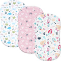 PHF 3 Pack Soft Bassinet Sheets, Mermaid Breathable Comfy Cradle Sheets for Baby Girls, No Slip Universal Fit for Most Cradle and Bassinet Mattress, Mermaid