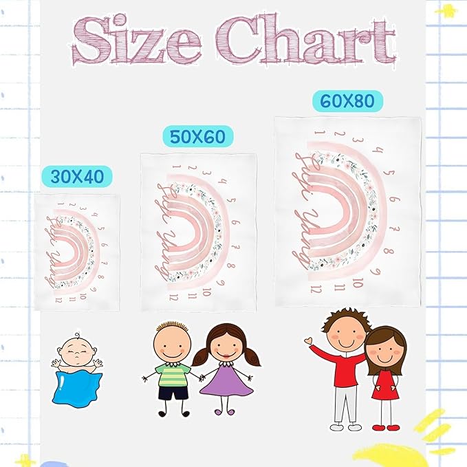 OLIVE OLIVIA Personalized Gifts for Baby with Customized Name, Monthly Milestone Blanket Girl Boy, Growth Chart Blanket, Perfect Custom Pentagram Frame, 60''x80''
