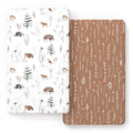 GRSSDER Stretch Ultra Soft Jersey Knit Fitted Crib Sheets Set 2 Pack，Fit All Standard Crib Mattress Pads Safe and Snug, Stylish Pattren of Jungle Animals
