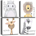 Oreichar Art Kids Wall Art Motivational Quote Painting Picture Safari Animals Canvas Print for Toddler Children's Room Bedroom Nursery Decoration (16"x16"x4pcs)
