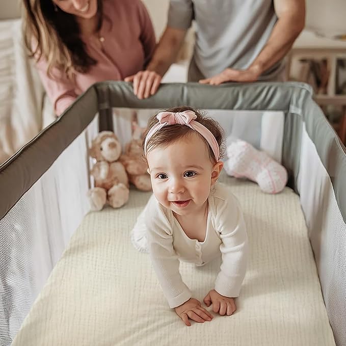 lulumoon Pack and Play Sheets Muslin: Cotton Fitted Sheets for Baby Trend Pack N Play - Soft Playard Sheets for Boys and Girls 2Pack
