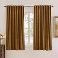 StangH Velvet Curtains, Gold Brown Curtains, Thermal Insulated Rod Pocket Back Tab Room Darkening Drapes for Bedroom, Living Room, Home Theater, 52 x 63 inches, 2 Panels