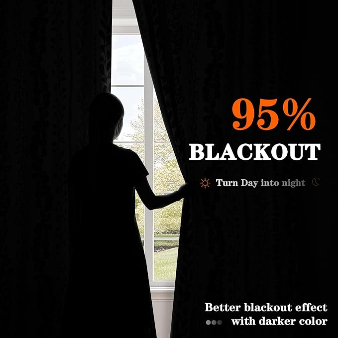 MEETSKY 95% Blackout Curtains for Bedroom, Thermal Insulated Privacy Protection Back Tab Curtains 72 Inches Length for Living Room, Brown Leaf Pattern, 2 Panels, 50" Wide Each