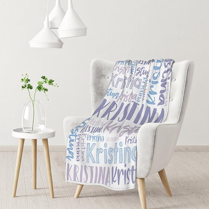 Dr.TOUGH Personalized Blankets with Name Customized Baby Blankets for Girls Boys Adults Monogrammed Blankets and Throws Christmas Birthday Mothers Fathers Valentines Day Gift (Light Purple,50''×60'')