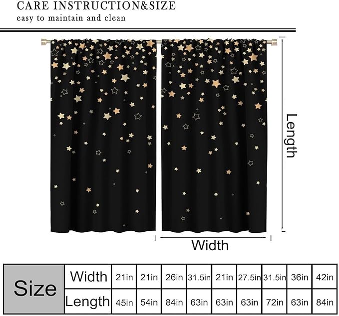 Star Celestial Blackout Curtain, Space Funny Fantasy Galaxy Starry Night Window Curtain for Kids Bedroom Nursery Toddler Room 72" W X 63" L