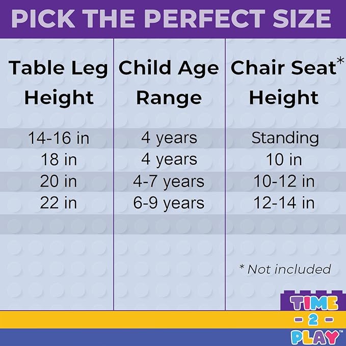Contender Time-2-Play Kids Birch Plywood Blue & Green Montessori Lego Compatible Table with Shelf for Playroom, All Purpose Activity Play 30.75" W Rectangular Desk for Toddlers [14" Long Legs]