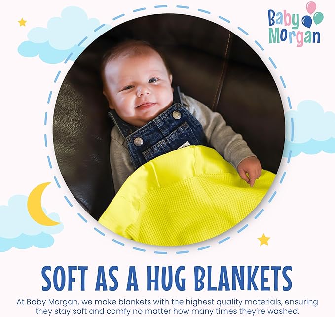 Thermal Waffle Knit Baby Blanket - Soft Breathable Mini Blanket for Newborns and Infants - Toddler Blankey for Strollers, Travel, Naptime, Nursery and More - 18" x 20" (Yellow, Satin Trim)