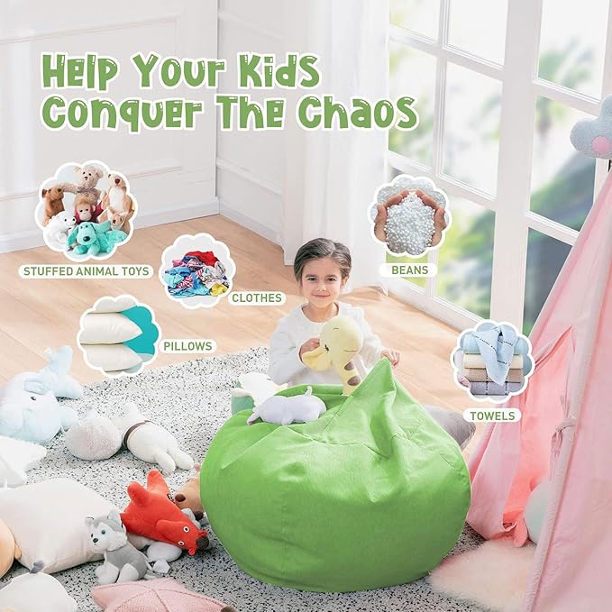 Nobildonna Bean Bag Chair Cover (No Filler) for Kids and Adults,Beanbag Stuffed Animal Storage Without Filling Plush Toys Holder and Organizer Soft Premium Corduroy 200L