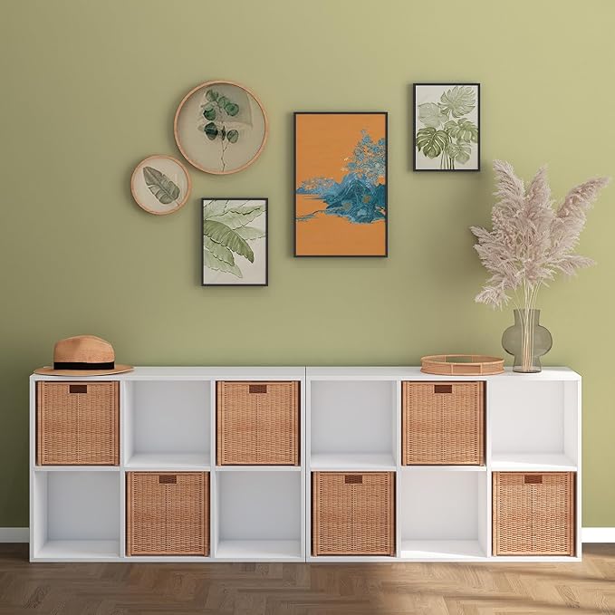 Wooden 6 Cube Storage Organizer with Closed Back Panel, White Cube Shelf Heavy Duty Cubby Storage Organizer with Compartments for Living, Display Shelf