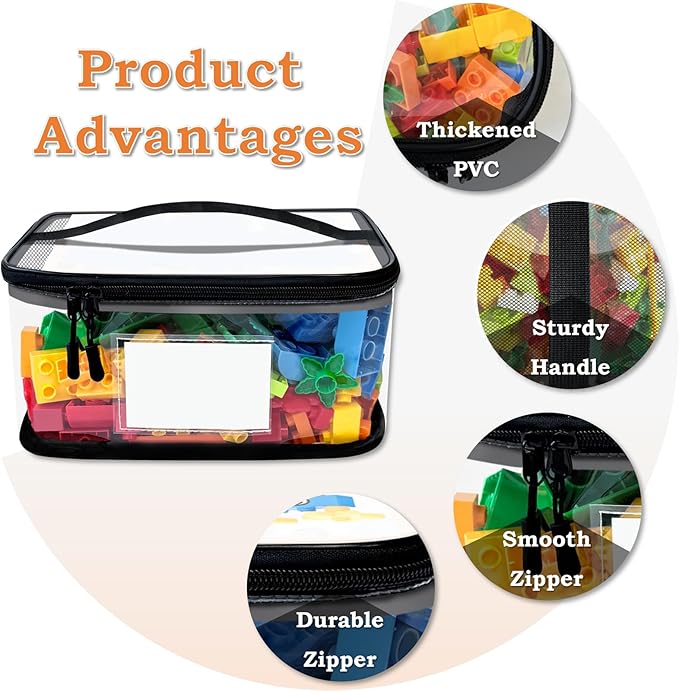 Upgraded Large Toy Storage Organizer, Clear Toy Storage Bags with Label & Manual Pocket for Puzzles, etc. (8PCS)
