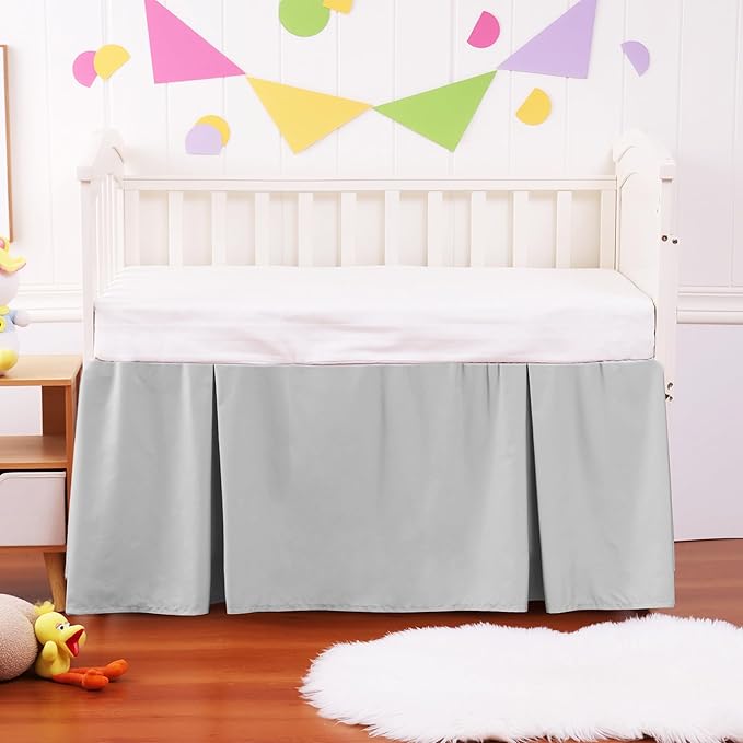 Crib Bed Skirt Dust Ruffle 100% Cotton - Natural, Soft, Breathable for Baby's Delicate Skin, Nursery Toddler Crib Bed Skirt for Baby Boys Girls, Fits Standard Cribs 28" x 52" with 14" Drop