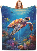 Sea Turtle Blanket Turtles Shell Ocean Flannel Throw Blankets for Home Decor Couch Bed Sofa Soft Fuzzy Lightweight Gifts 50x40 Inches