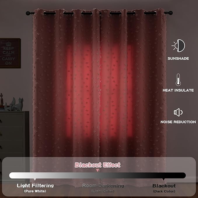 MYSKY HOME Pink Curtains for Bedroom 95 Inches Long Living Room Curtain with Pink Pom Pom Sheer for Dining Room Grommet Double Layer Nursery Curtain Drapes Room Darkening Window Panels 52 Wide